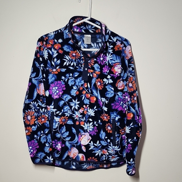 Vera Bradley Quarter Snap Floral Fleece Women's Pullover Sweatshirt - Picture 1 of 8